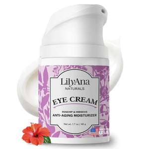 LilyAna Naturals Eye Cream for Dark Circles and Puffiness, Anti Aging Under Eye Cream for Wrinkles and Bags helps Improve Dryness; for Sensitive Skin (Bottle, 1.0 Ounce (Pack of 1))