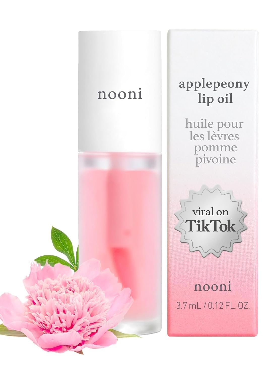 NOONI Korean Vegan Appleseed Lip Oil - Applecherry | Long-Lasting, Moisturizing, Plumping, Revitalizing for Dry Lips, Waterproof, No Peel Off, Hydrating, Nourishing Crystal Clear, 0.12 FL Oz