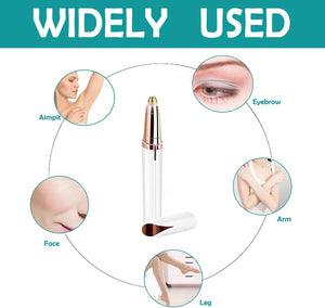USB Rechargeable Portable Electric Eyebrow Trimmer Pen for Women, Painless Precision Eyebrow Shaver Razor Tool for Face, Fingers, Legs, Mouth (White)