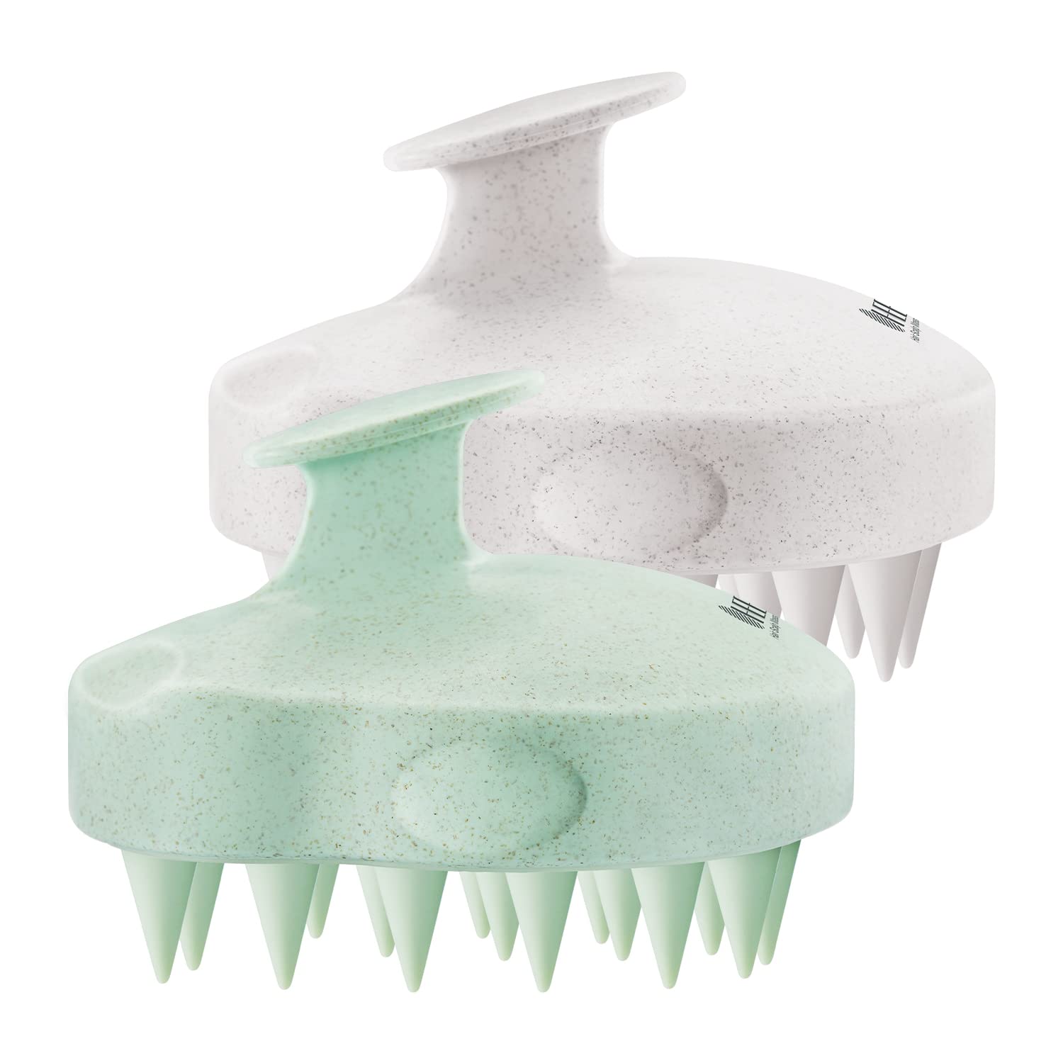 HEETA Hair Scalp Massager Shampoo Brush 2 Pack, Soft Silicone Bristles to Remove Dandruff, Waterproof Hair Scrubber for Both Wet Dry Hair, Suitable for Men & Women (Green & Black)