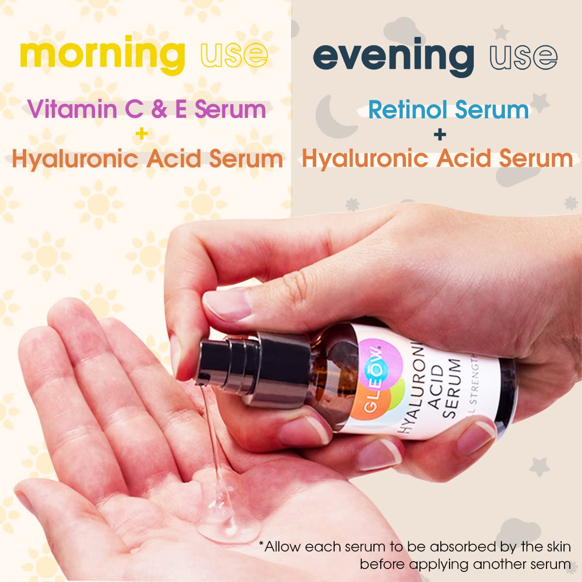 Retinol Serum for Face, Vitamin C with Hyaluronic Acid Face Serum for Women and Men, Glow Skin Care Set Targets Appearance of Uneven Skin Tone and Dryness 3x1oz