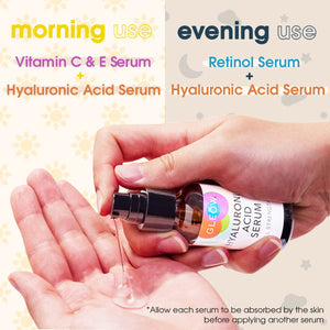 Retinol Serum for Face, Vitamin C with Hyaluronic Acid Face Serum for Women and Men, Glow Skin Care Set Targets Appearance of Uneven Skin Tone and Dryness 3x1oz