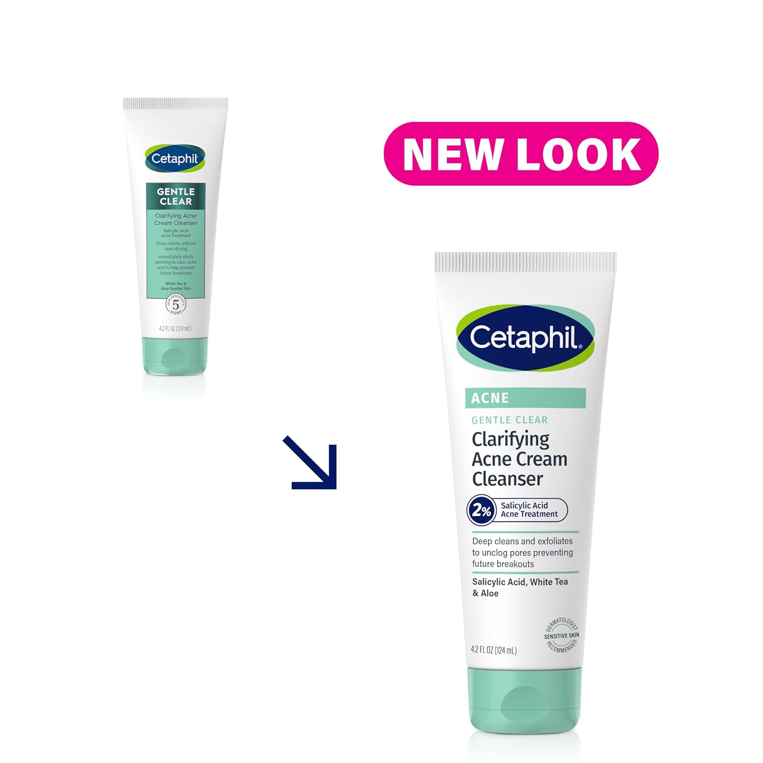 Cetaphil Acne Face Wash, Gentle Clear Clarifying Acne Cream Cleanser with 2% Salicylic Acid, Deep Cleans & Treats Acne Prone Skin, Skin Care for Sensitive Skin, 4.2oz