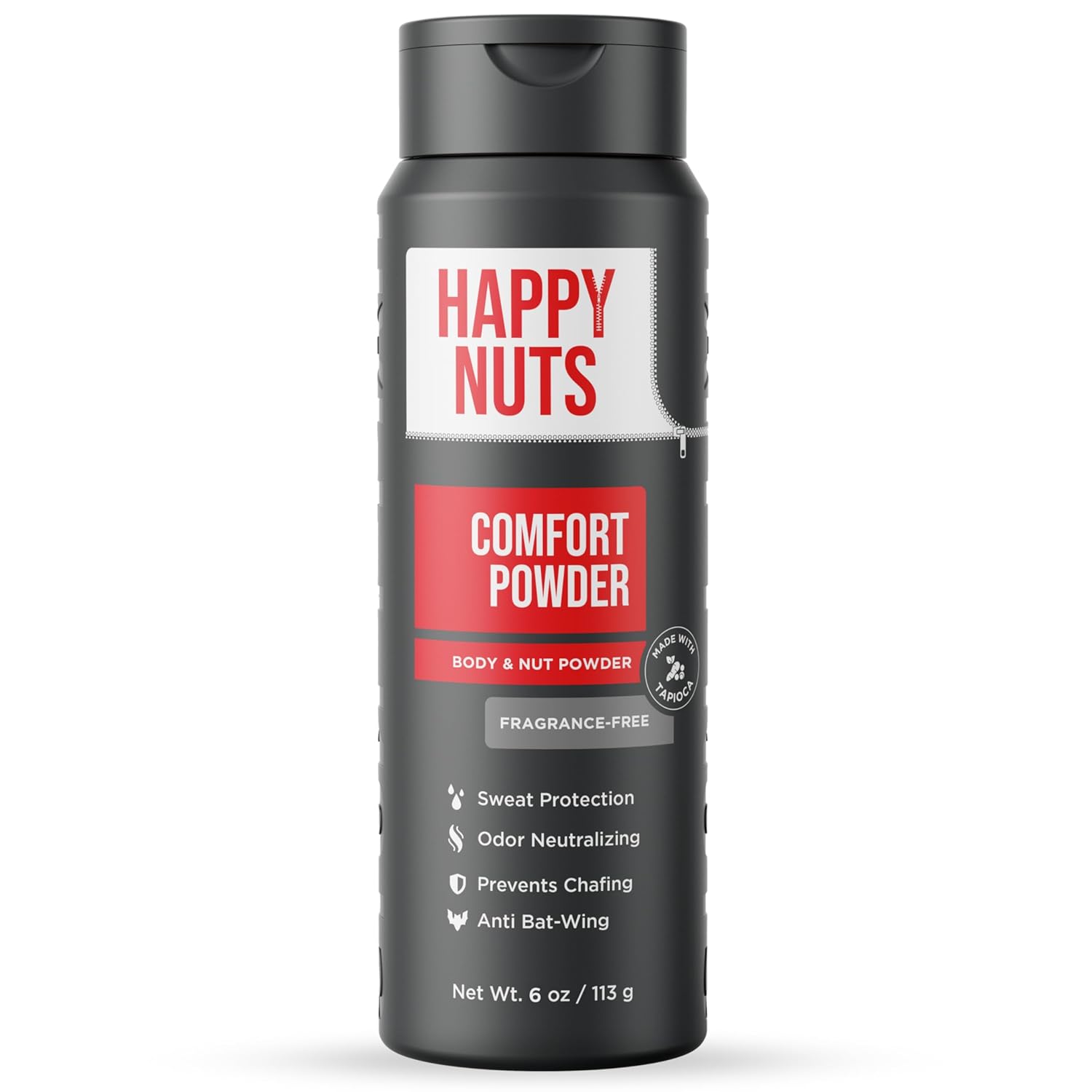 HAPPY NUTS Comfort Powder - Anti Chafing & Deodorant, Aluminum-Free, Sweat and Odor Control for Jock Itch, Groin and Men's Private Parts (6 Ounce (Pack of 1), Original)
