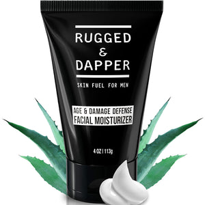 RUGGED & DAPPER - Age Defense Face Moisturizer for Men | 4oz | Hydrating Mens Face Lotion | Unscented + Anti- Aging Formula for Clear Skin | Natural Ingredients | Made in USA
