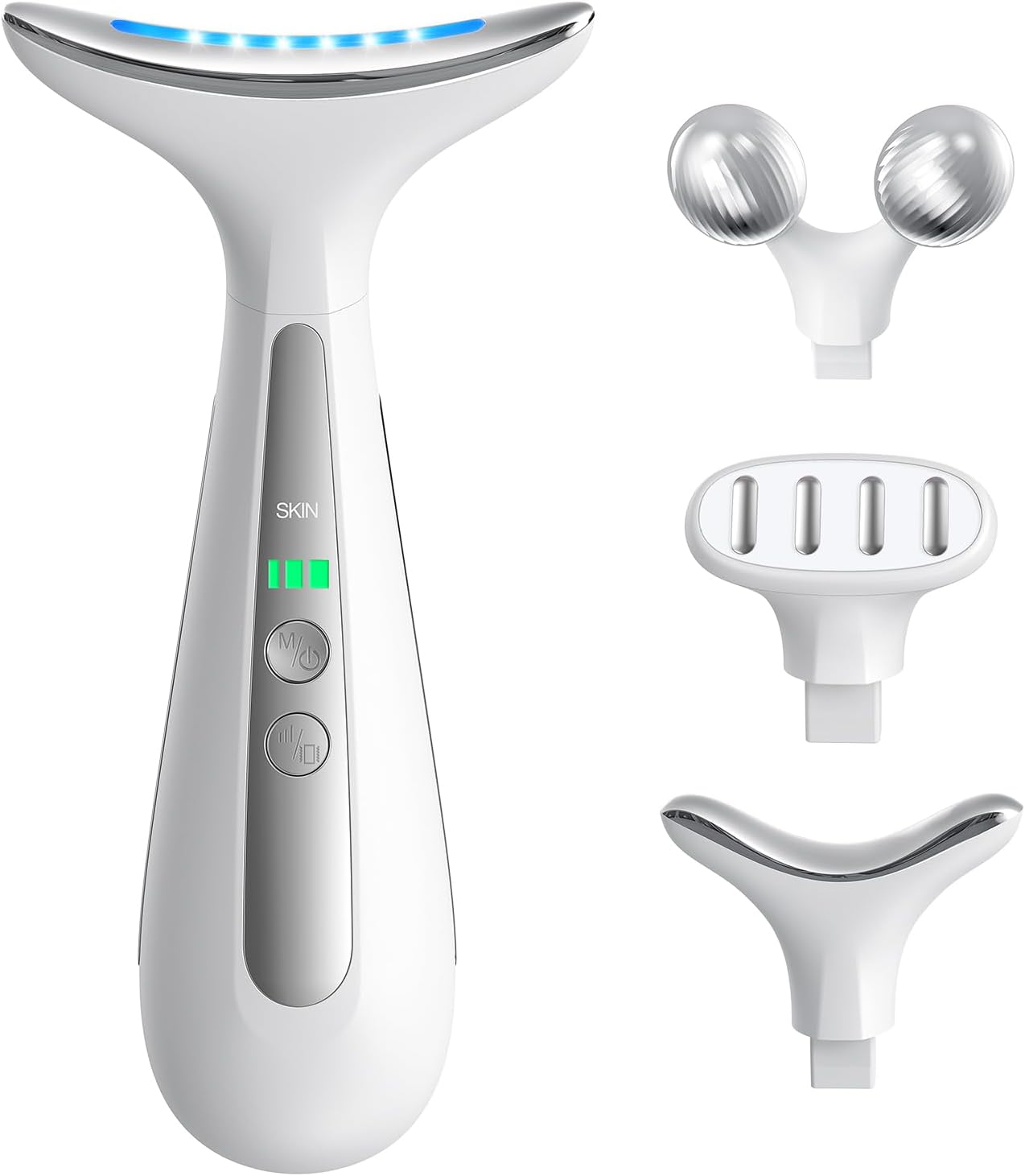Facial and Neck Massager for Face, Neck - Skin Lifting & Firming - Wrinkle & Dark Circle Reducer - at Home Skin Care Face Sculpting Tool and Neck Massager-White
