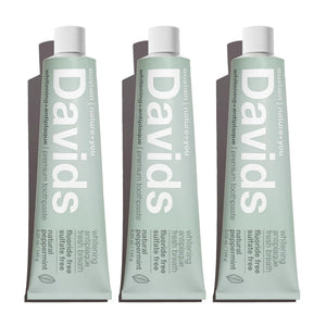 Davids Fluoride Free Toothpaste, Teeth Whitening, Antiplaque, SLS (Sulfate) Free, Promotes Enamel Health, Mouth & Gum Detox, EWG Verified, Peppermint, 5.25oz