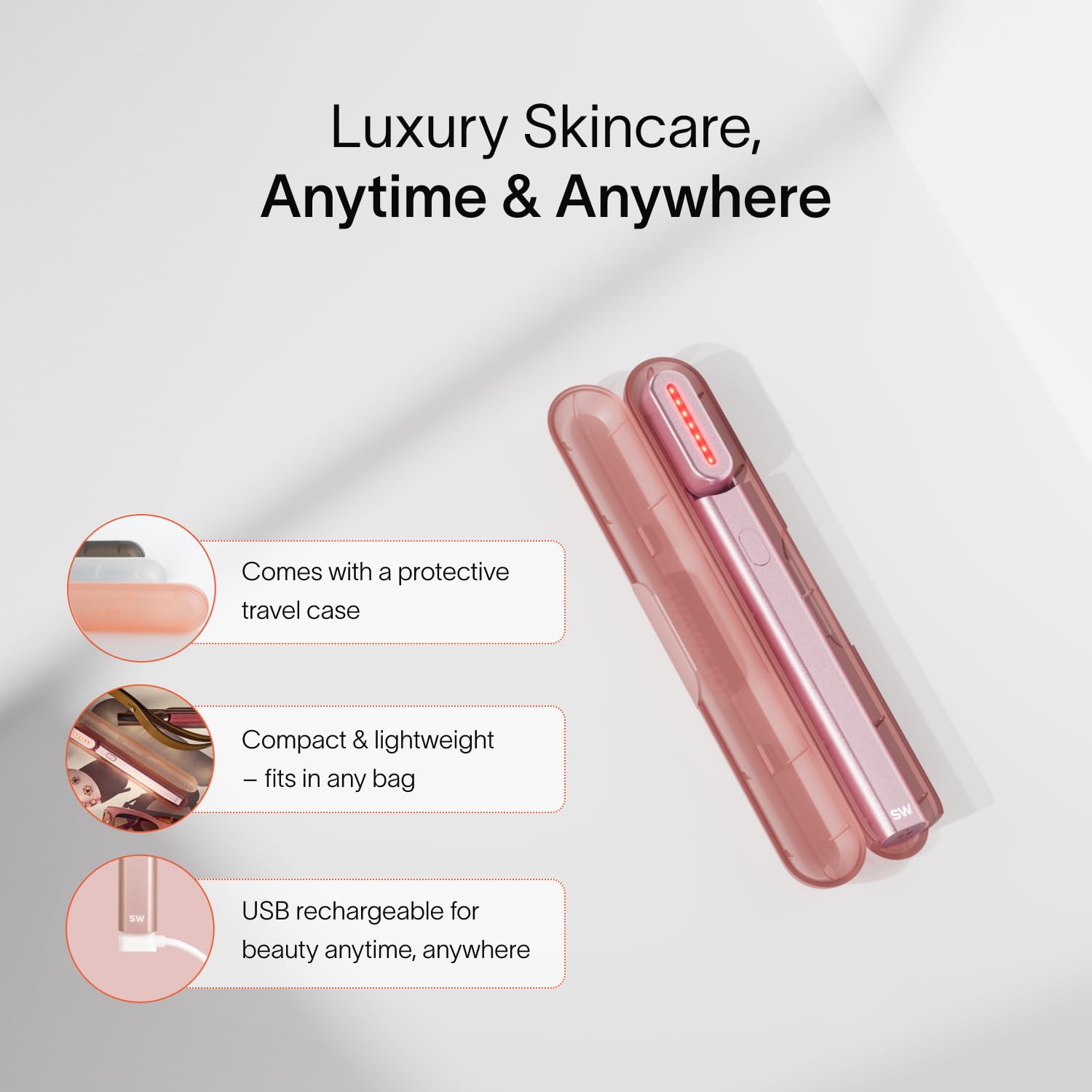 Solawave 4-in-1 Red Light Therapy Wand for Face & Neck | Beauty Device with Galvanic Current, Massager & Warmth | Anti-Aging, Wrinkle Reduction, Skin Tightening, Depuffing & Rejuvenation (Rose Gold)