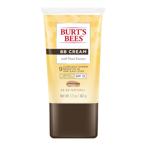 Burt's Bees BB Cream With SPF 15, Broad-Spectrum Sunscreen Tinted Lotion for All Skin Types, 98.9 Percent Natural Origin Skin Care, Light to Medium, 1.7 oz. Tube