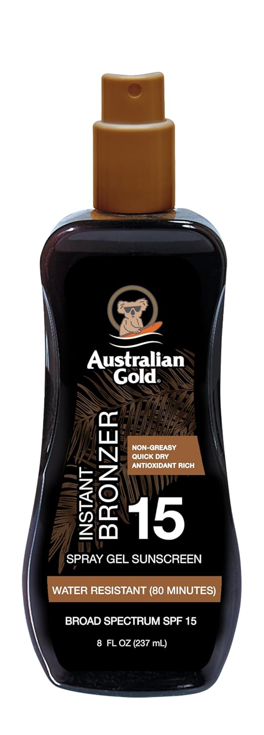 Australian Gold Spray Gel Sunscreen with Instant Bronzer SPF 50, 8 Ounce | Moisturize & Hydrate Skin | Broad Spectrum | Water Resistant,B07DG52KLY