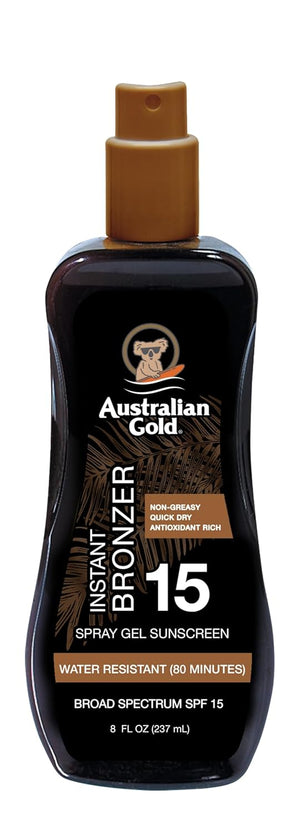 Australian Gold Spray Gel Sunscreen with Instant Bronzer SPF 50, 8 Ounce | Moisturize & Hydrate Skin | Broad Spectrum | Water Resistant,B07DG52KLY