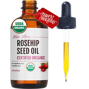 Kate Blanc Cosmetics Rosehip Oil for Face & Skin (1oz, Organic, Pure, Cold Pressed) Rosehip Seed Face Oil for Facial & Gua Sha Massage