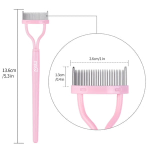 Eyelash Comb Separator MSQ Eyelash Mascara Brush and Comb Lash Separator With Comb Cover Arc Designed Cosmetic Brushes Tool Pink (1PCS)