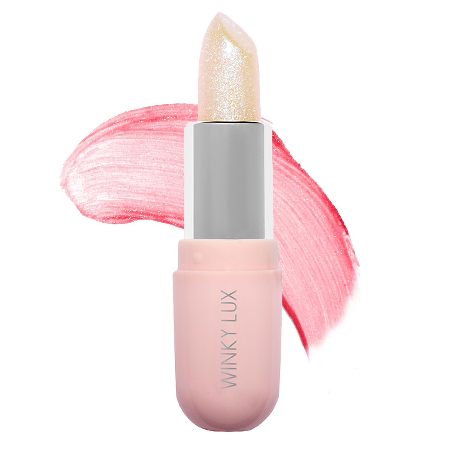 Winky Lux Glimmer Balm, pH Lip Balm, Color Changing Lipstick & Tinted Lip Balm, Hydrate & Plump with Buildable Pink Finish, Pink Opal