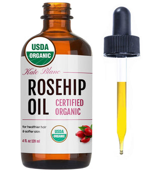 Kate Blanc Cosmetics Rosehip Oil for Face & Skin (1oz, Organic, Pure, Cold Pressed) Rosehip Seed Face Oil for Facial & Gua Sha Massage