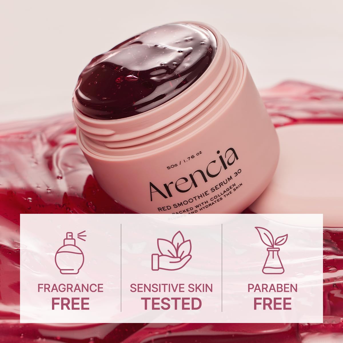Overnight Red Smoothie Face Mask Serum, Glowing & Soothing with 30% red collagen, Niacinamide, Peptide, Vitamin E