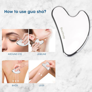 Face Roller & Gua Sha, Stainless Steel Facial Roller and Gua Sha Tool for Face, Skin Care, Anti-Aging, and Lifting
