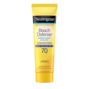 Neutrogena Beach Defense Water-Resistant Body Sunscreen Lotion with Broad Spectrum SPF 70, Oil-Free & PABA-Free Fast-Absorbing Sunscreen Lotion, UVA/UVB Protection, Oxybenzone-Free, 6.7 oz