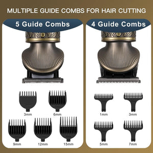 Beard Trimmer Kit Professional Hair Clipper Zero Gapped T-Blade Electric Shaver Razor Nose Body Trimmer for Men Cordless Grooming Kit 7 in 1