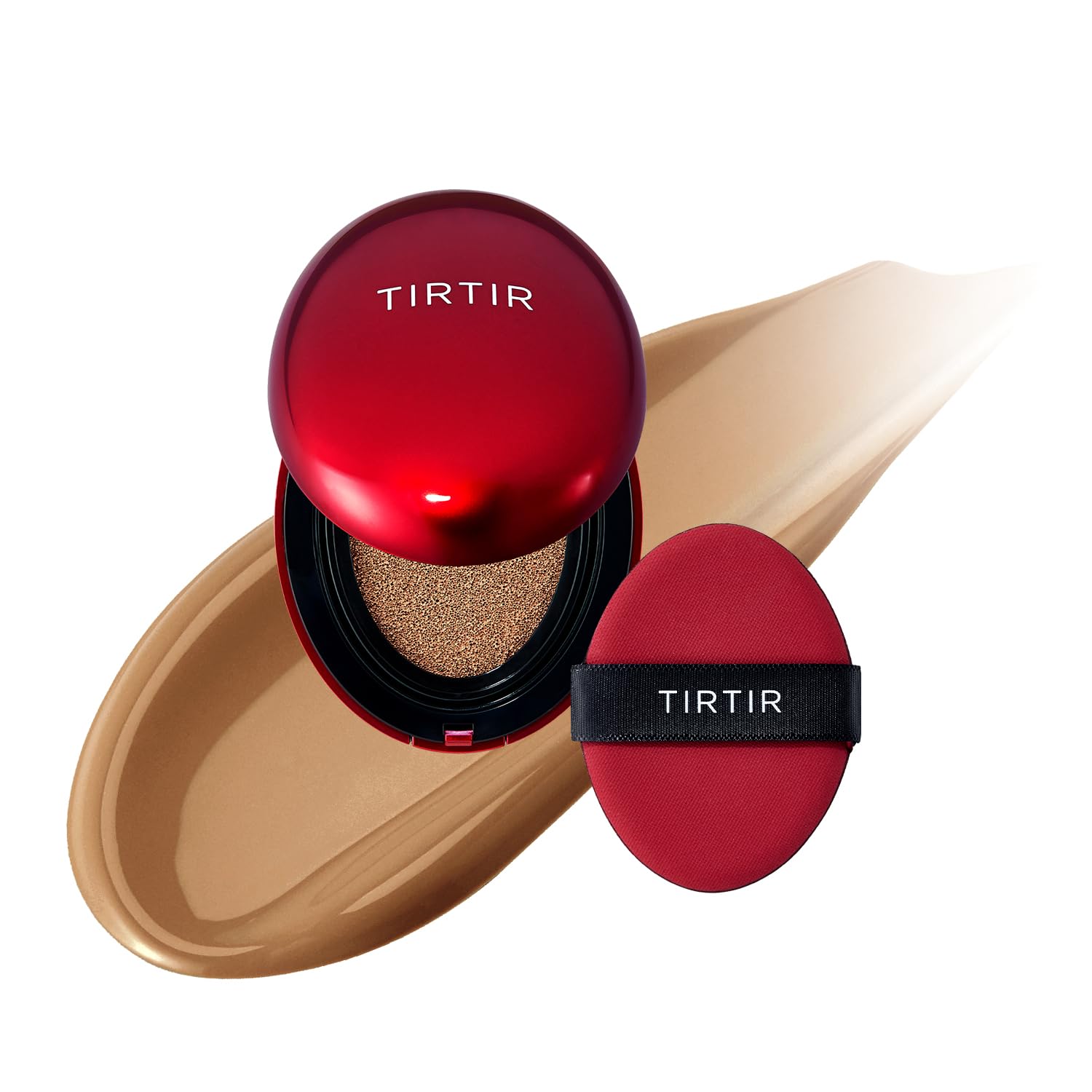 TIRTIR Mask Fit Red Cushion Foundation | Full coverage, Weightless, Skin fit, Satin Glow Finish, Korean Makeup Cushion Foundation (#23N Sand, 0.63 Fl Oz)