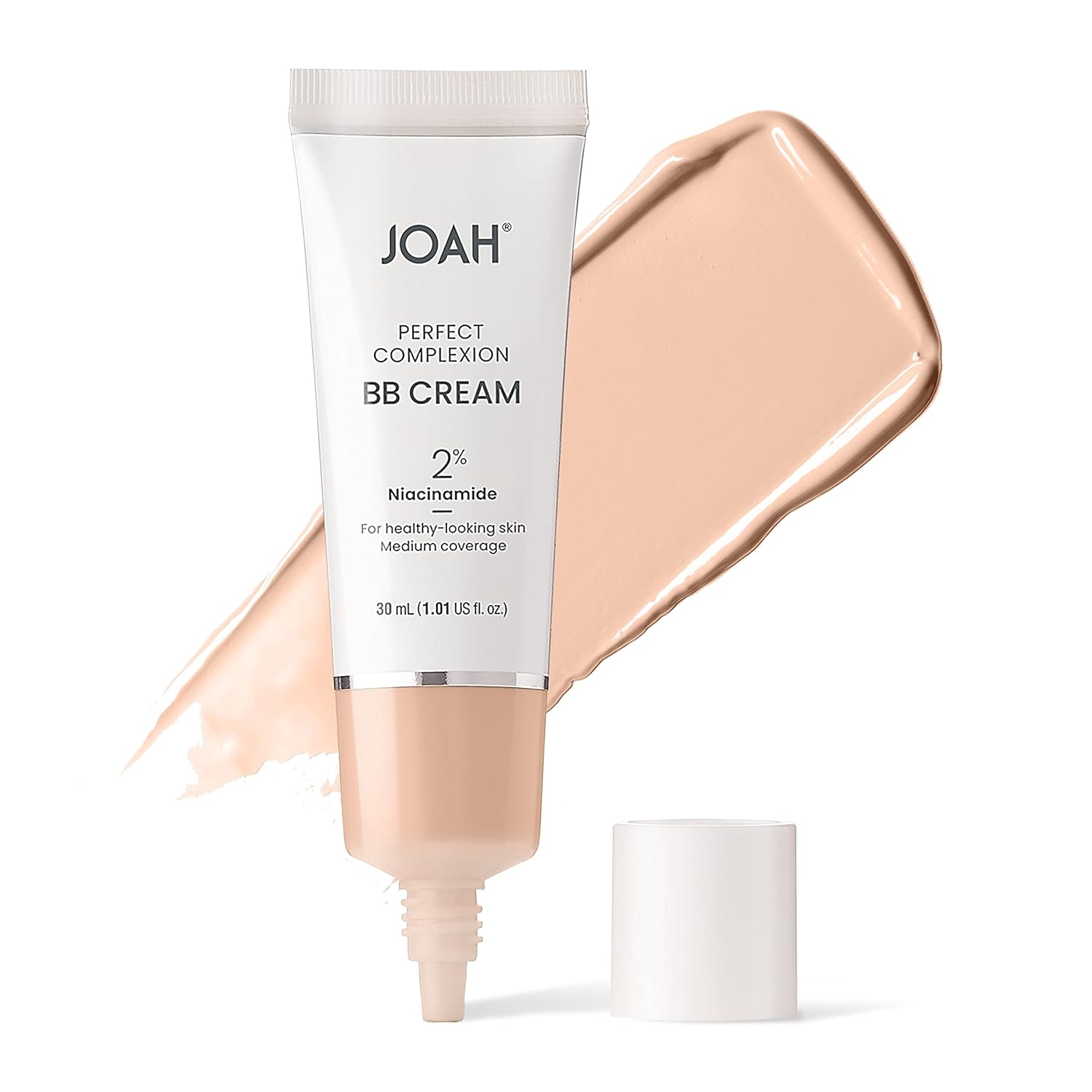 JOAH Beauty Perfecting BB Cream with Hyaluronic Acid and Niaciminade, Korean Makeup with Medium Buildable Coverage, Evens Skin Tone, Lightweight, Semi Matte Finish, Fair with Warm Undertones