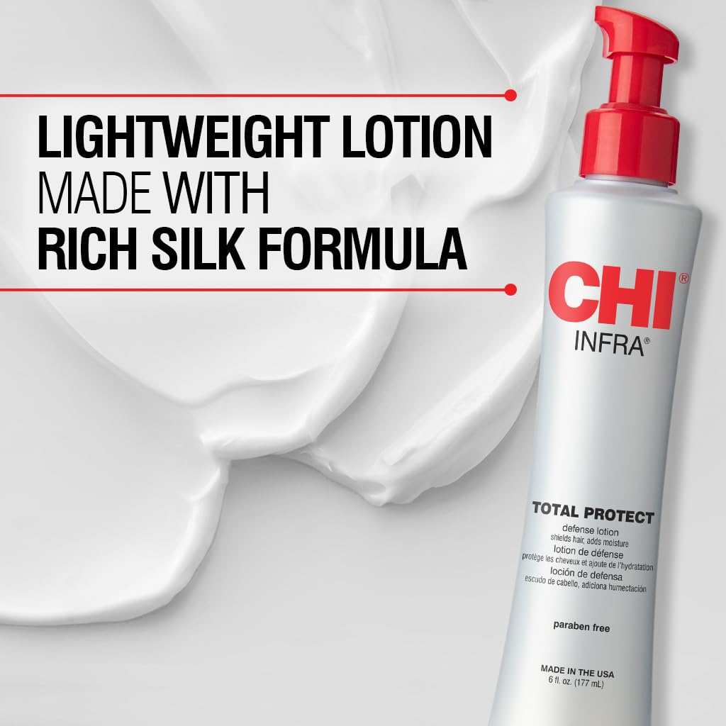 CHI Total Protect Defense Lotion, Lightweight Lotion For Locking In Moisture & Protecting Hair From Heat, Sulfate, Paraben, & Cruelty-Free, 6 Oz