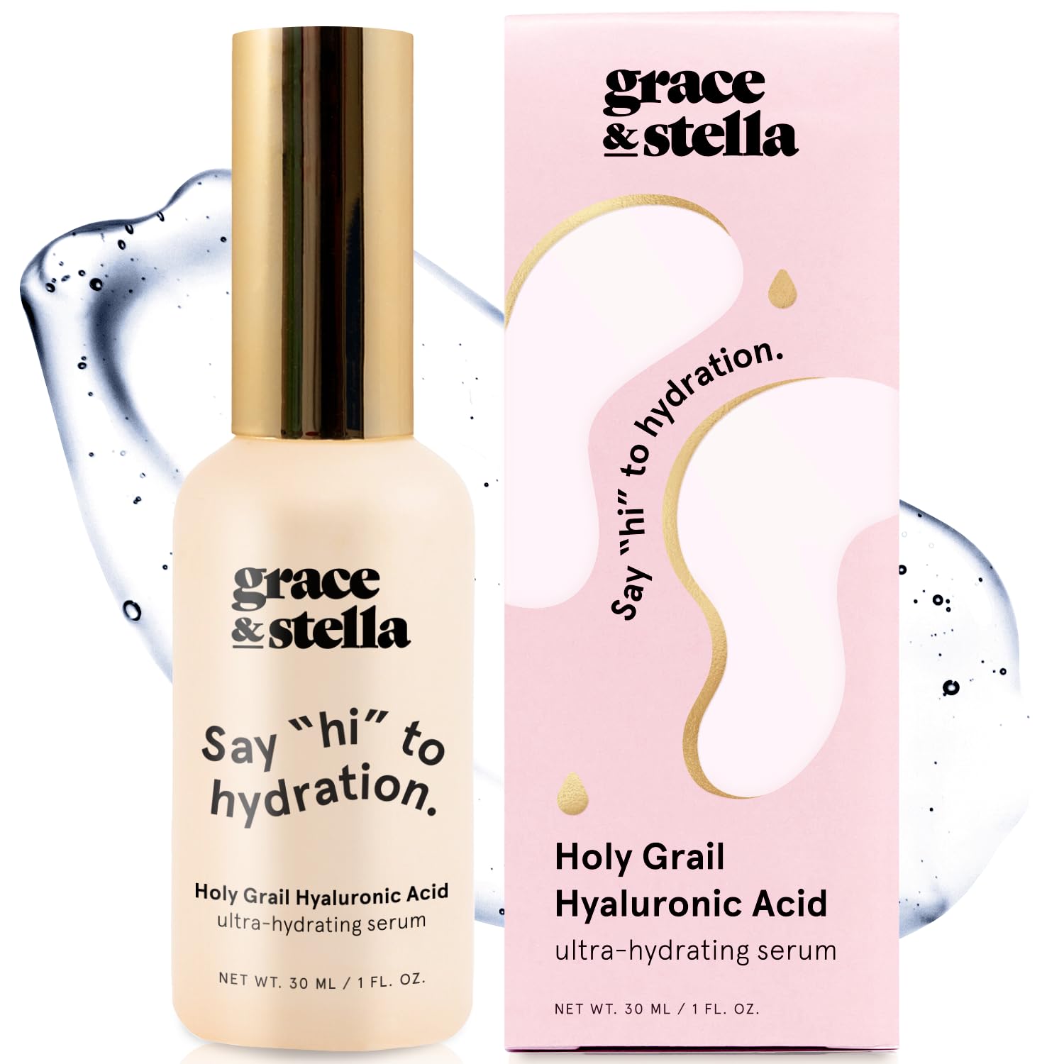 grace & stella Award Winning Hyaluronic Acid Serum (50ml/1.7 fl oz) Hydrating Hyaluronic Acid Serum for Face - Acido Hialuronico for Women - Remove Fine Lines, Wrinkles, Anti Aging - Vegan Skincare