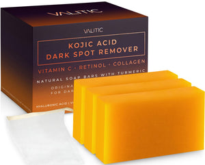 VALITIC Dark Spot Remover Soap Bars with Vitamin C, Retinol, Collagen, Turmeric - Original Japanese Complex Infused with Hyaluronic Acid, Vitamin E, Shea Butter, Castile Olive Oil (2 Pack)