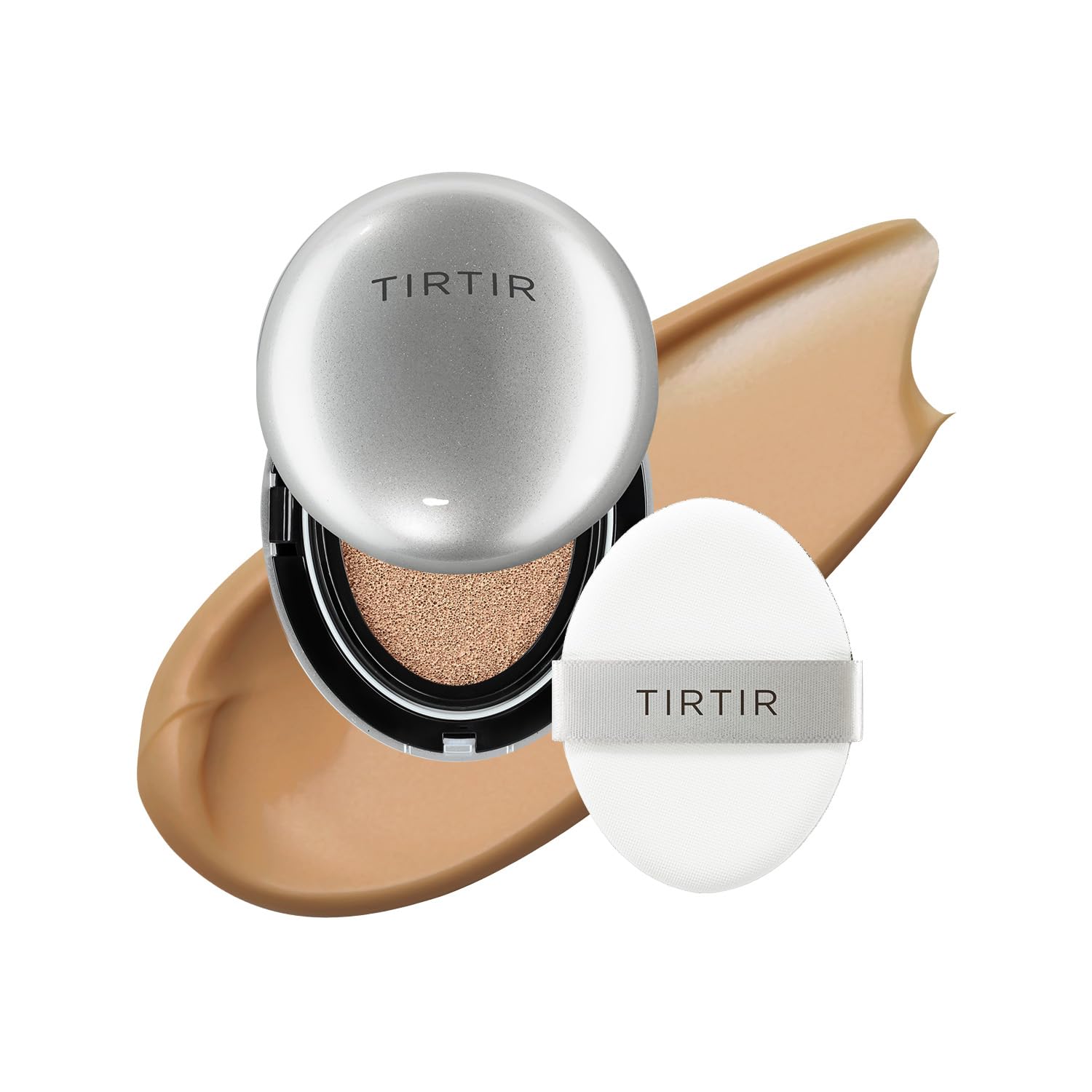 [*Mini Size*] TIRTIR Aura Glow Silver Cushion | Korean Cushion Foundation, (#21N Ivory, 0.15 Fl Oz)