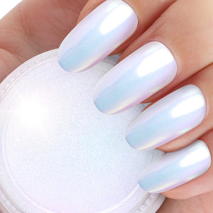 Artdone White Pearl Chrome Nail Powder,Iridescent Aurora Powder Metallic Mirror Effect Pigment Pearlescent Mermaid Pigment Pearl Glitter Dust Kit,Nail Art Decoration, Resin Craft