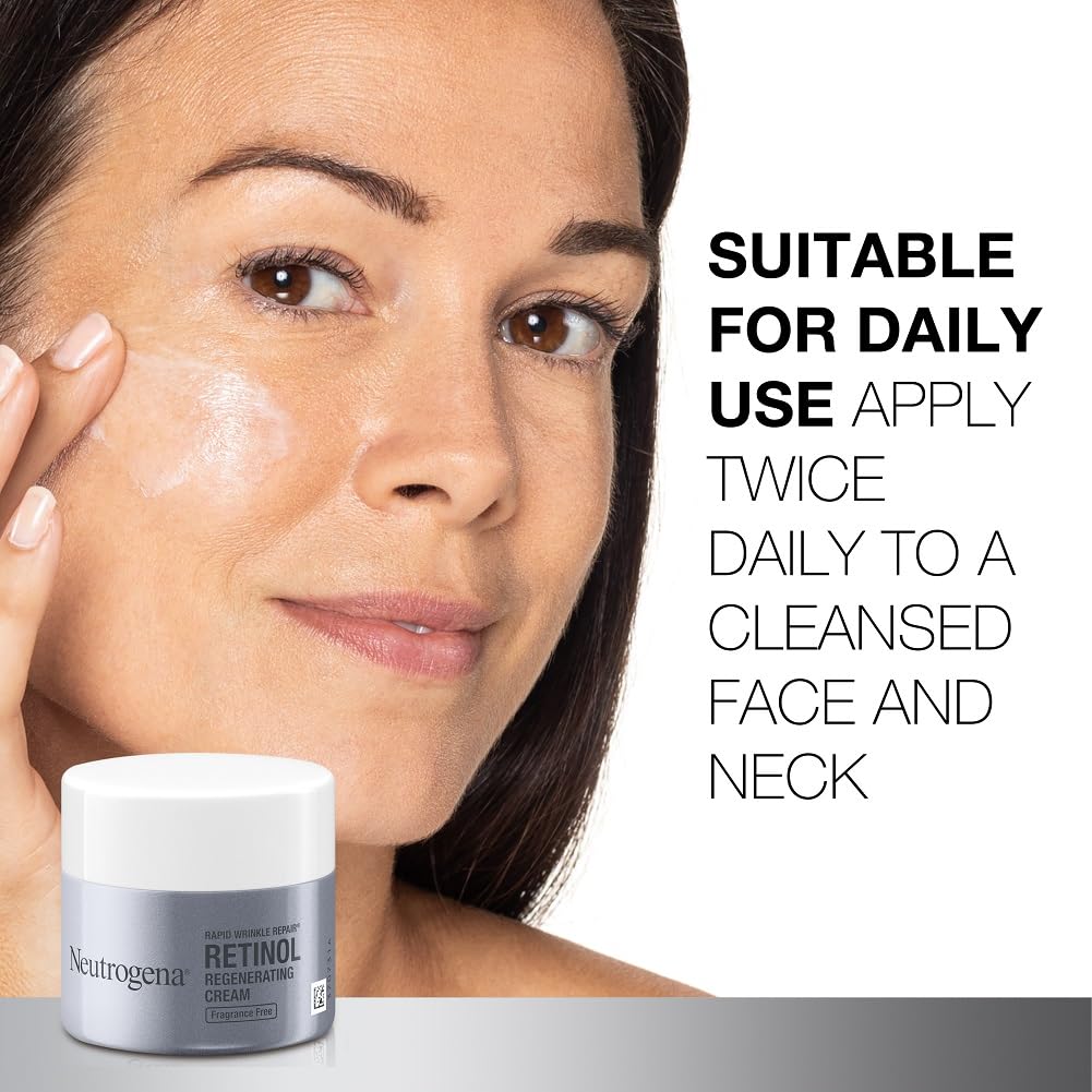 Title: Neutrogena Rapid Wrinkle Repair Retinol Face Moisturizer, Fragrance Free, Daily Anti-Aging Face Cream with Retinol & Hyaluronic Acid to Fight Fine Lines, Wrinkles, & Dark Spots, 1.7 oz