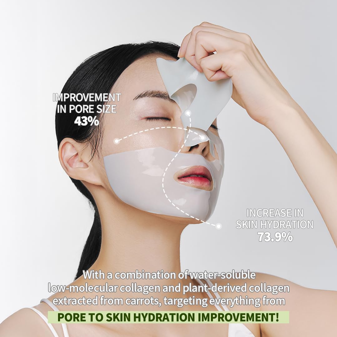 NACIFIC Rice Pepta Collagen Gel Facial Mask (Green Tea Cica) 4EA Set | Overnight Hydrogel Care for All Skin Types, Hydrating, Firming, Elasticity, Pore Minimizing, Glass Glow Skin | Korean Beauty