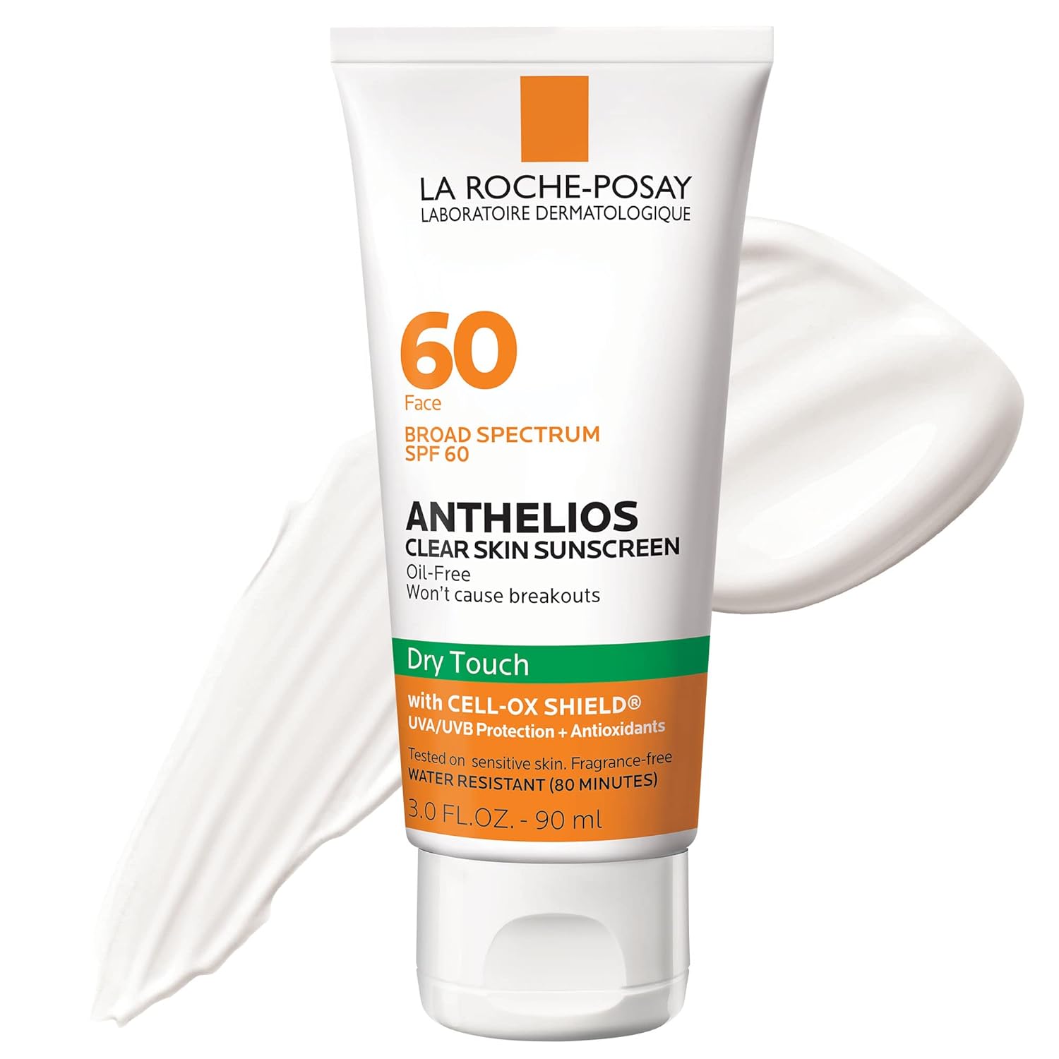 La Roche-Posay Anthelios Clear Skin Dry Touch Sunscreen SPF 60 | Oil Free Sunscreen For Face | Oil Absorbing | Broad Spectrum SPF + Antioxidants | Non-Greasy | Oxybenzone Free | Travel Size