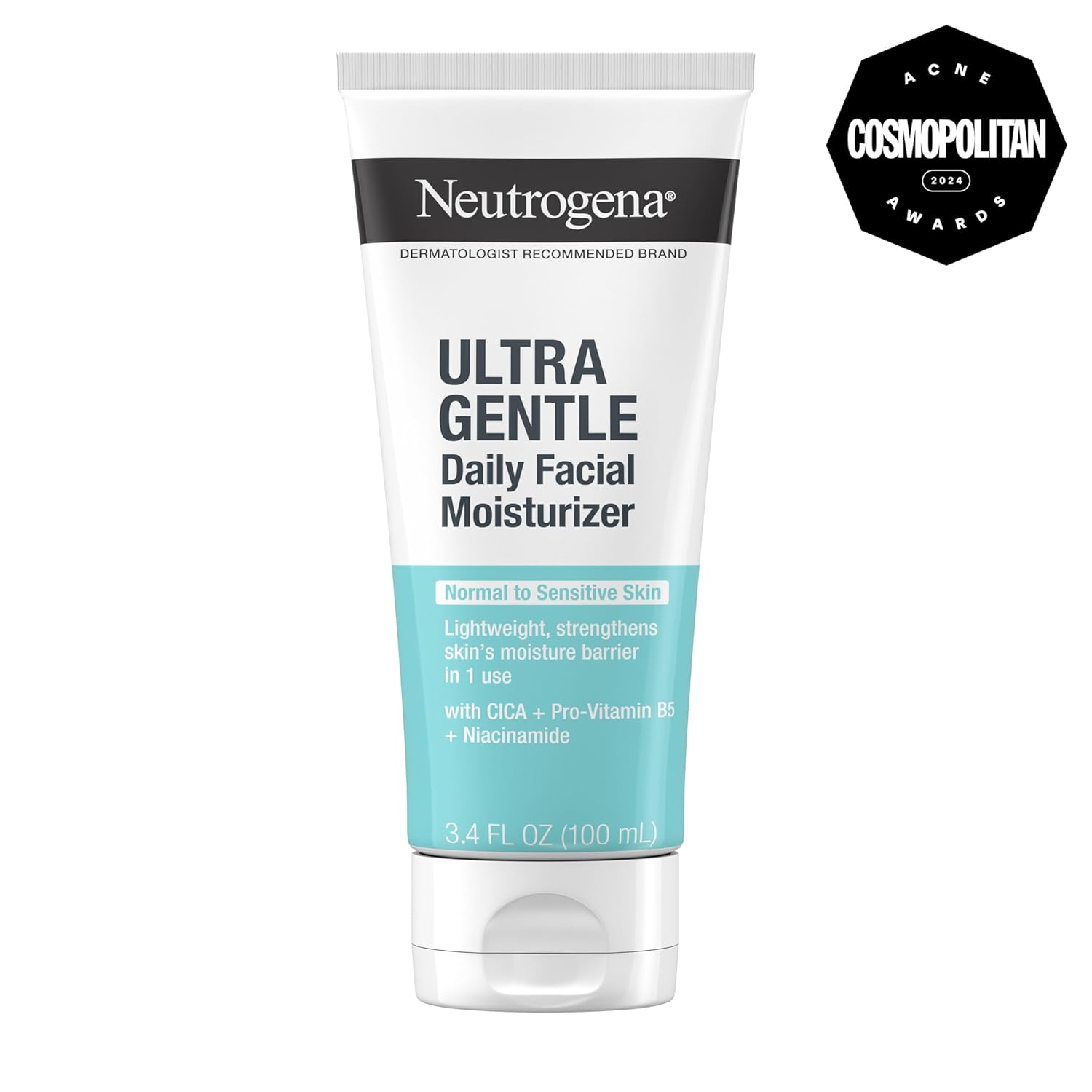 Neutrogena Fragrance Free Daily Facial Moisturizer, Face & Neck Moisturizer for Sensitive Skin with Vitamin B3, Pro-Vitamin B5 & Vitamin E Supports Skin's Dynamic Barrier, 3.4 fl. oz
