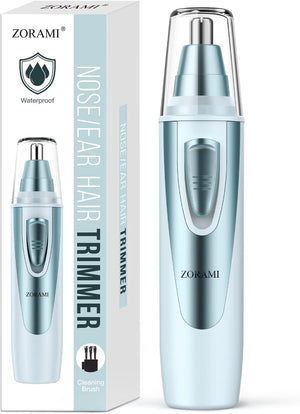 Ear and Nose Hair Trimmer Clipper - 2025 Professional Painless Eyebrow & Facial Hair Trimmer for Men Women, Battery-Operated Trimmer with IPX7 Waterproof, Dual Edge Blades for Easy Cleansing Pink