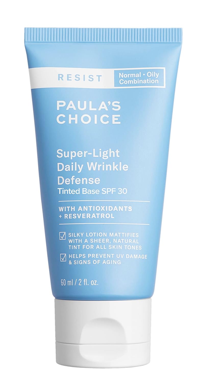 Paula's Choice RESIST Super-Light Daily Wrinkle Defense SPF 30 Matte Tinted Face Moisturizer, UVA & UVB Protection, Mineral Sunscreen for Oily Skin, Fragrance-Free & Paraben-Free