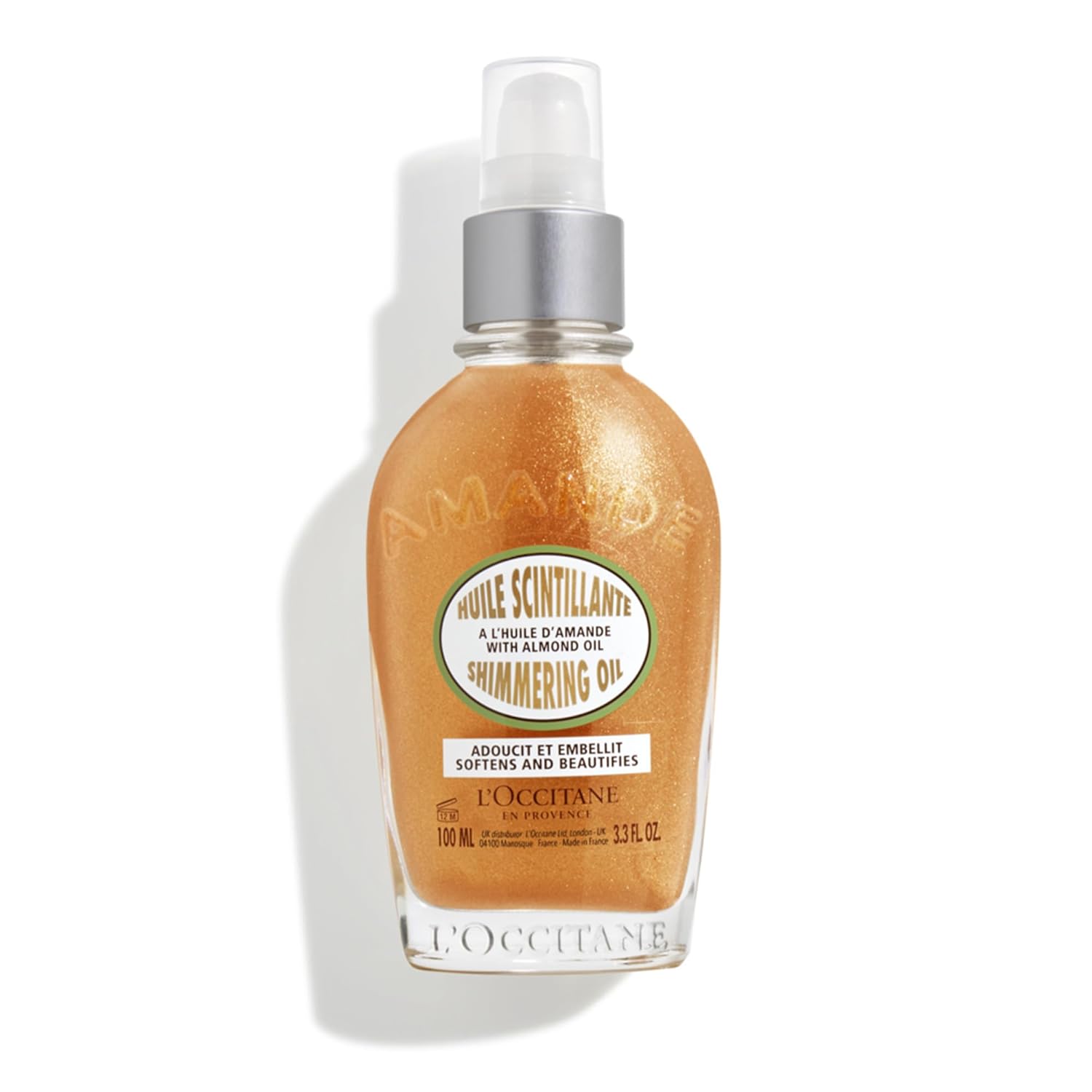 L'Occitane Almond Body Oil, Moisturizes, Nourishes, Hydrates, Softens Dry Skin, Absorbs Fast, Lightweight, Non-Greasy, Luxurious Post-Shower Skincare