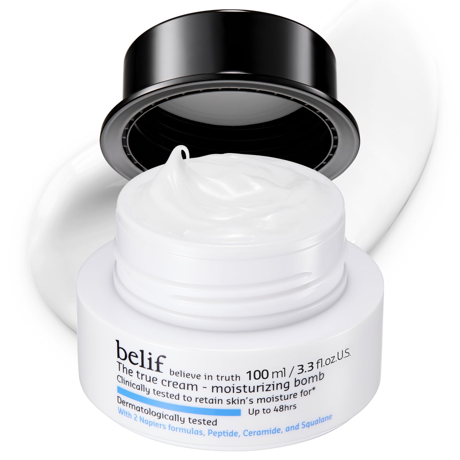 belif Moisturizing Bomb – Daily Ceramide Moisturizer with Peptide & Squalane, 48hr Hydration & Anti-Aging Cream, Milky & Lightweight, Restores Skin Barrier, Korean Skincare, 1.68 fl oz (50ml)