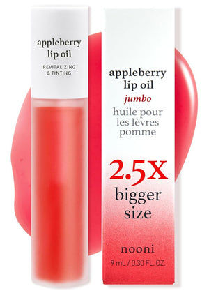 NOONI Korean Vegan Appleseed Lip Oil - Applecherry | Long-Lasting, Moisturizing, Plumping, Revitalizing for Dry Lips, Waterproof, No Peel Off, Hydrating, Nourishing Crystal Clear, 0.12 FL Oz