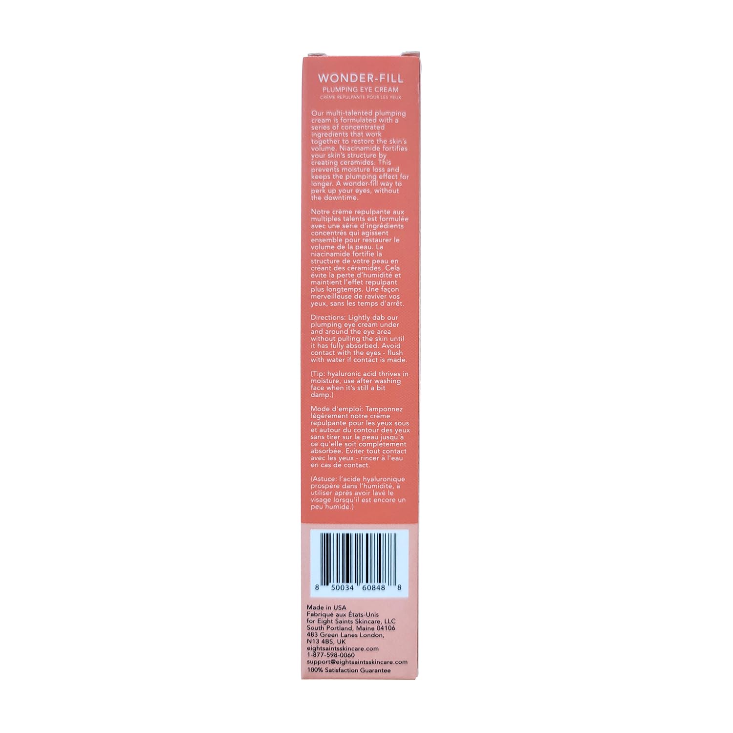 Eight Saints Wonder-fill Plumping Eye Cream, Natural and Organic Anti Aging Under Eye Cream to Plump Skin, Reduce Wrinkles, Fine Lines, and Under Eye Bags, Dark Circles Under Eye Treatment, 0.5 Ounces