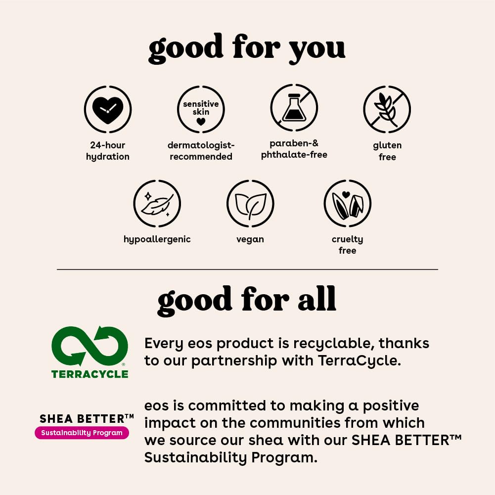 eos Shea Better Body Lotion- Vanilla Cashmere, 24-Hour Moisture Skin Care, Vegan, 16 fl oz