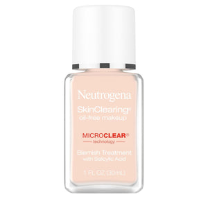 Neutrogena SkinClearing Oil-Free Acne and Blemish Fighting Liquid Foundation with.5% Salicylic Acid Acne Medicine, Shine Controlling Makeup for Acne Prone Skin, 30 Buff, 1 fl. oz