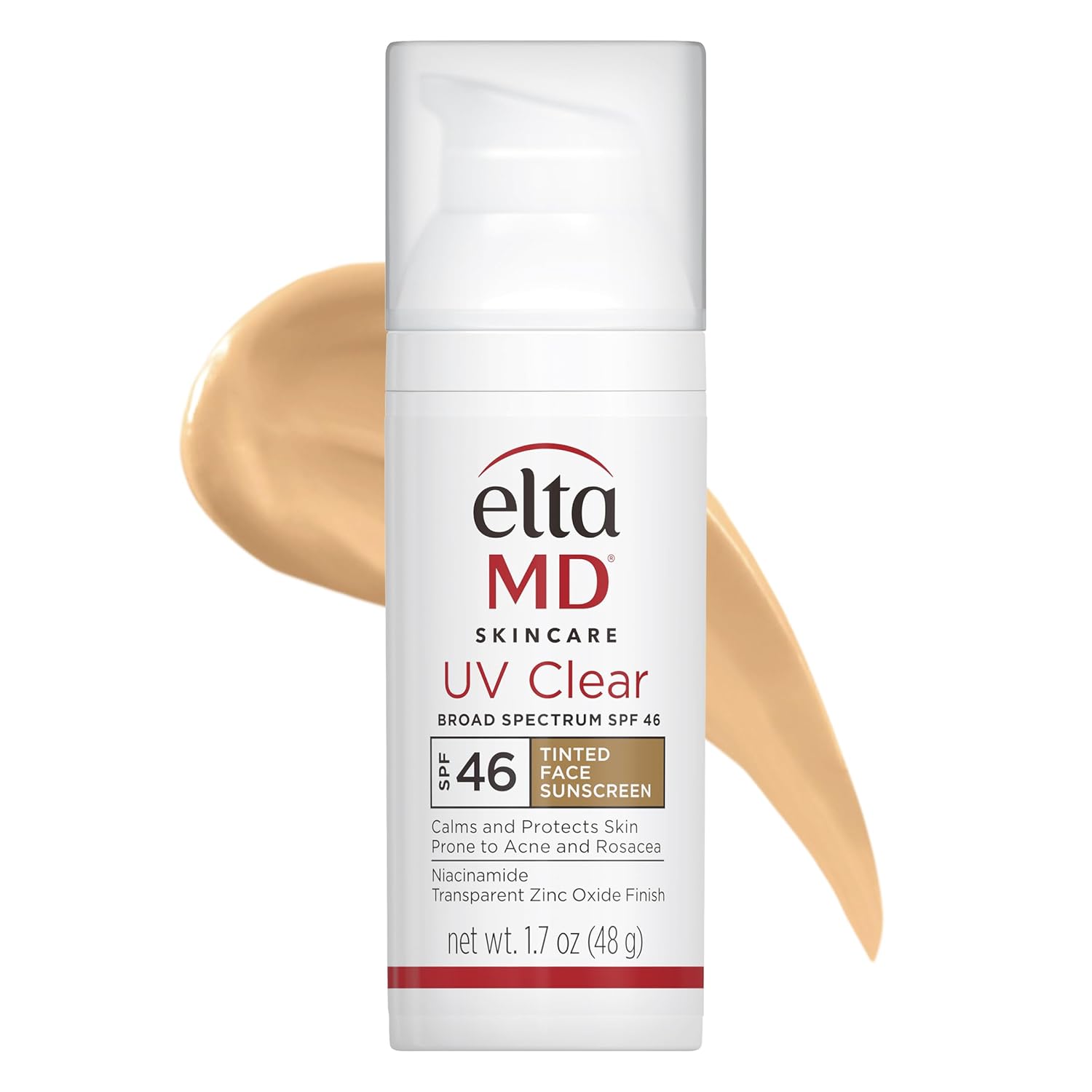 EltaMD UV Clear Tinted Face Sunscreen, SPF 46 Oil- Free Tinted Sunscreen with Zinc Oxide, Dermatologist Recommended Sunscreen, 1.7 oz Pump