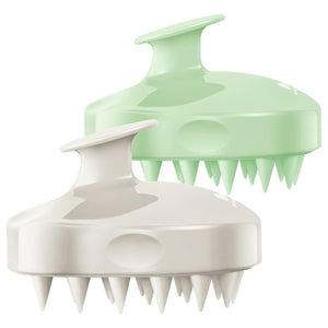 HEETA Hair Scalp Massager Shampoo Brush 2 Pack, Soft Silicone Bristles to Remove Dandruff, Waterproof Hair Scrubber for Both Wet Dry Hair, Suitable for Men & Women (Green & Black)