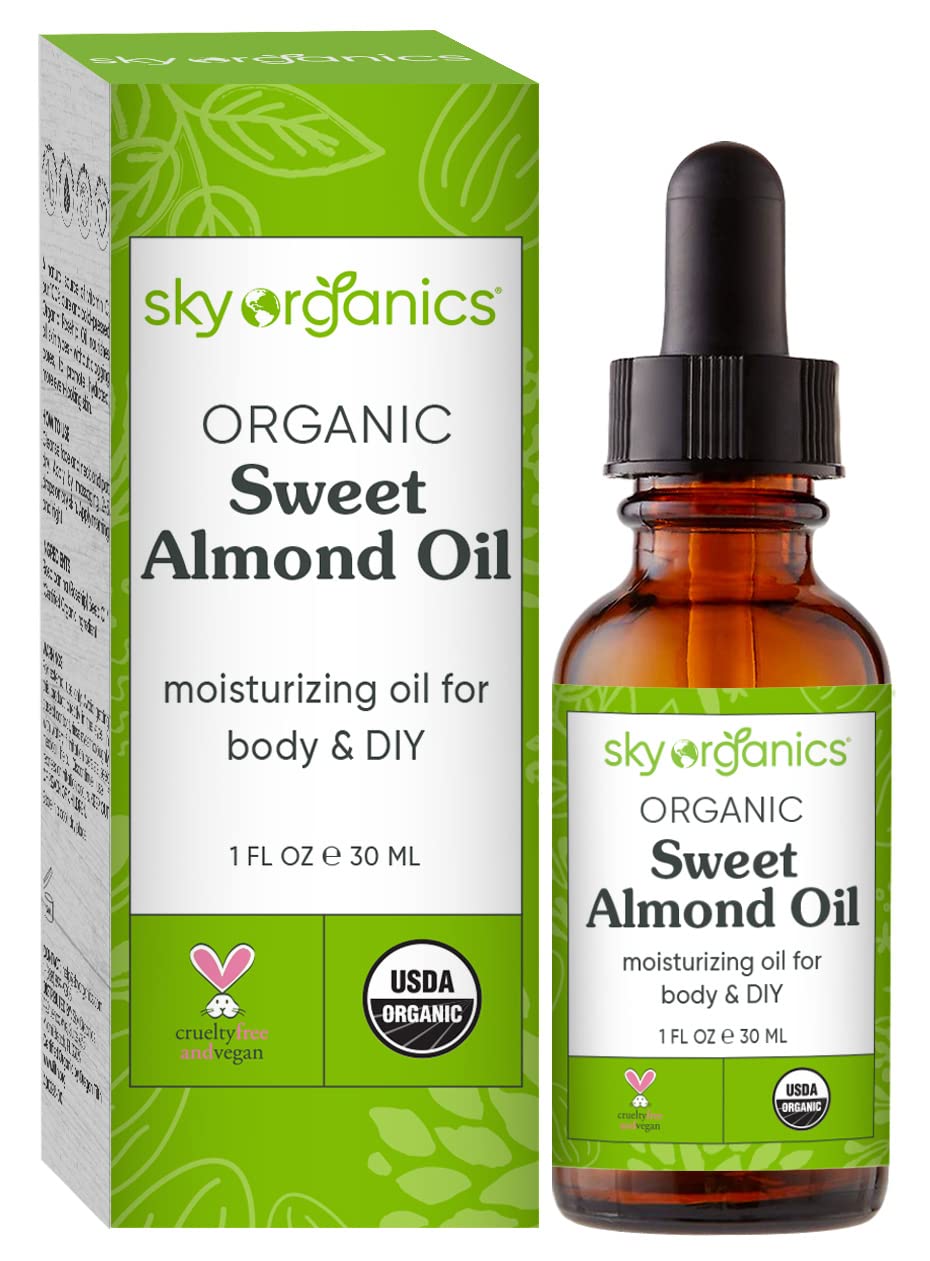 Sky Organics - Organic Sweet Almond Oil, 16 fl oz - Soft & Soothe Oil - Skin Moisturizer - Silky, Lightweight Texture - 100% Pure - Non-Greasy - Natural, Vegan, & Cruelty Free - Beauty & Self Care
