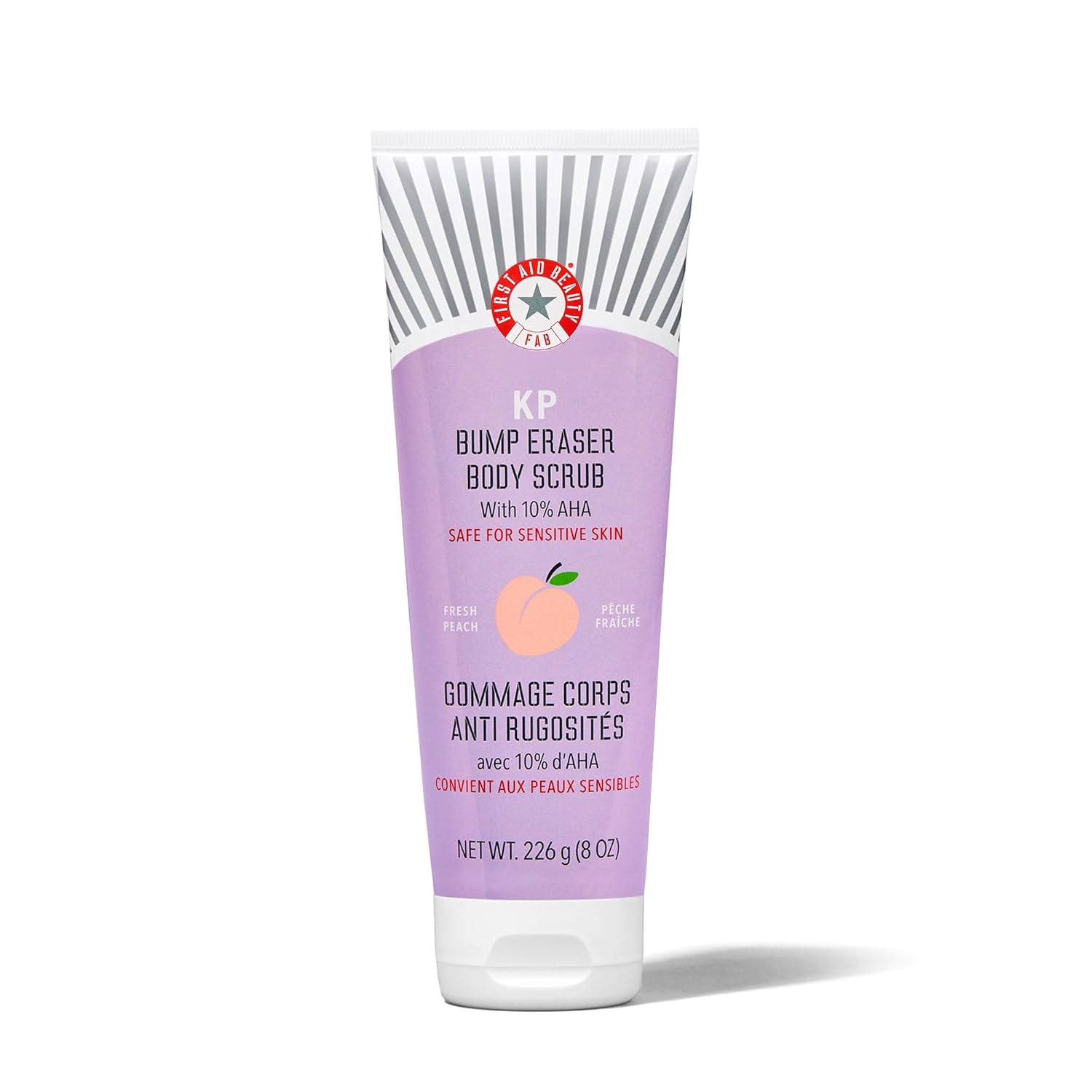 First Aid Beauty - KP Bump Eraser Body Scrub with 10% AHA, Keratosis Pilaris Exfoliator with Glycolic and Lactic acids, Helps Reduce Chicken Skin Bumps, Safe for Sensitive Skin, Strawberry Scent, 8 oz