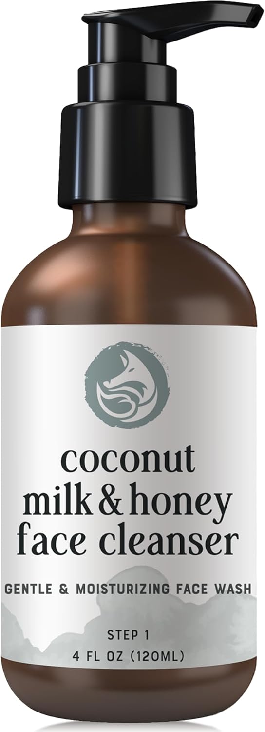 Coconut Milk & Honey Facial Cleanser with Organic Aloe Vera & Jojoba Oil - No added Fragrance, Gentle & Hydrating Face Wash Gel for Sensitive to Dry Skin, 4oz