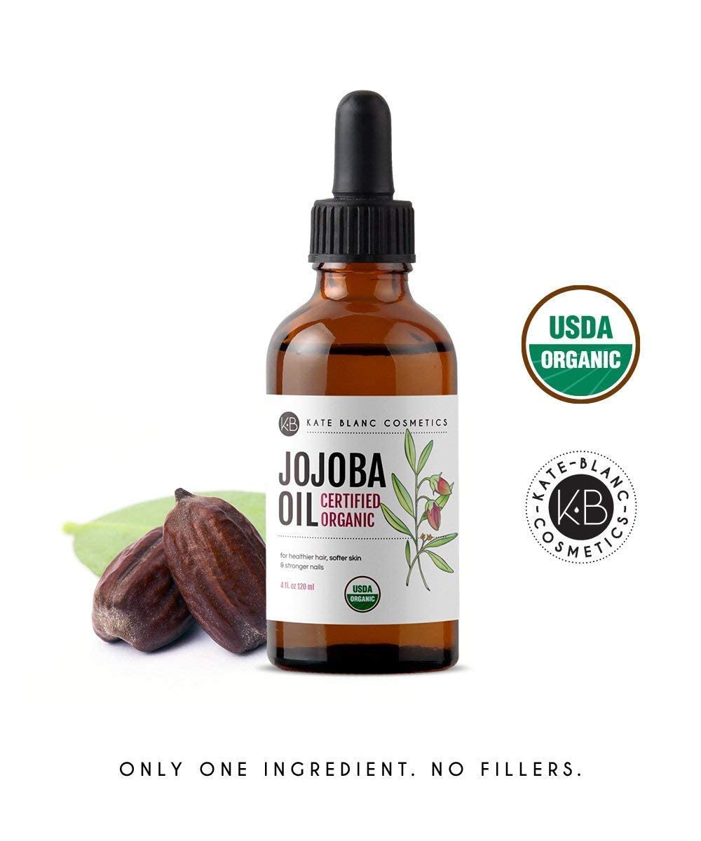 Kate Blanc Cosmetics Jojoba Oil for Hair, Face & Skin. Gua Sha Oil for Face Massage & Dermaplaning (2oz, Organic, 100% Pure, Natural)