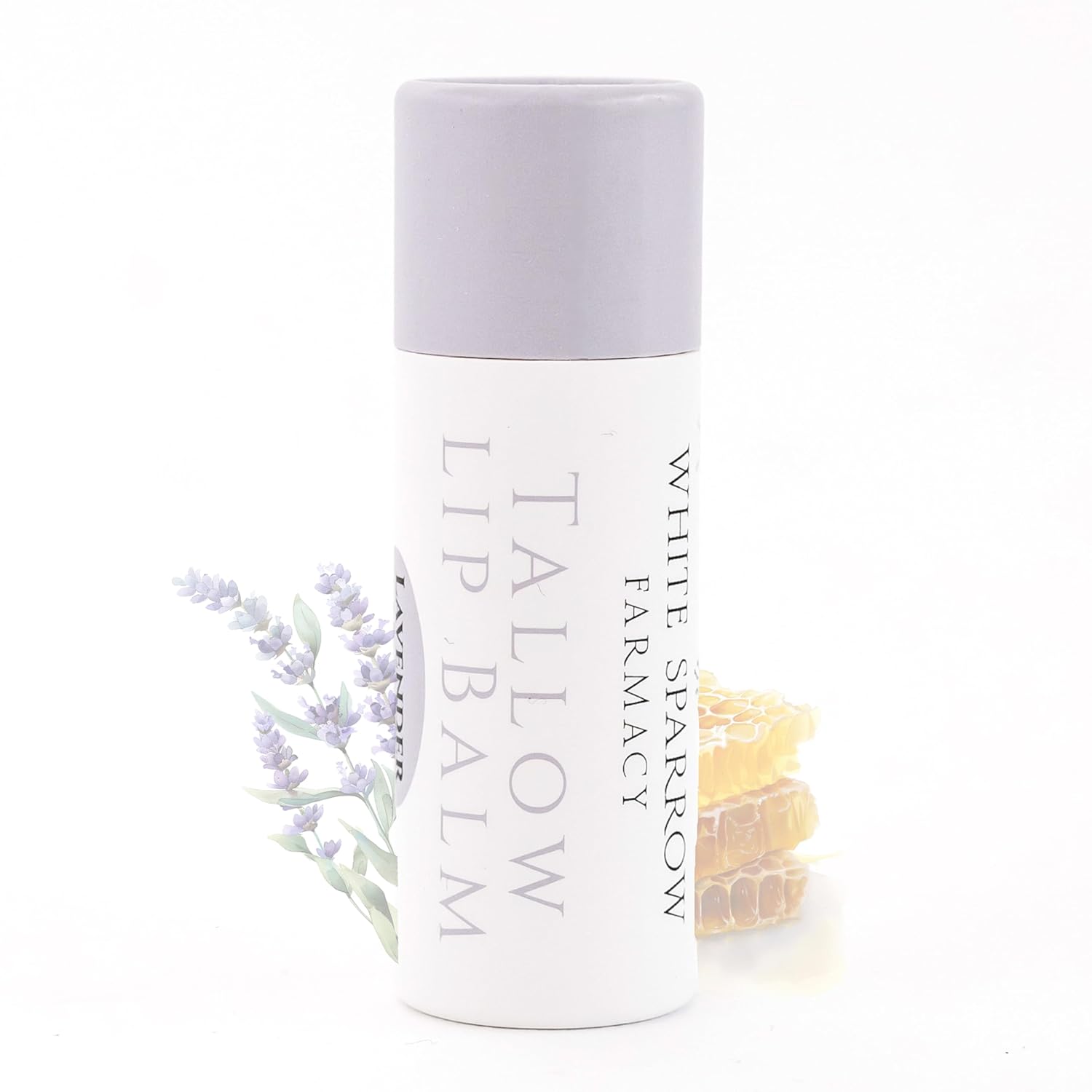 Organic Tallow Lip Balm (Citrus Bouquet) from 100% Grass Fed Cows. Super hydrating with Tallow, Olive Oil, Honey, and Beeswax. Sustainable Cardboard Tubes & Hand Filled. Jumbo Size 0.5 oz.