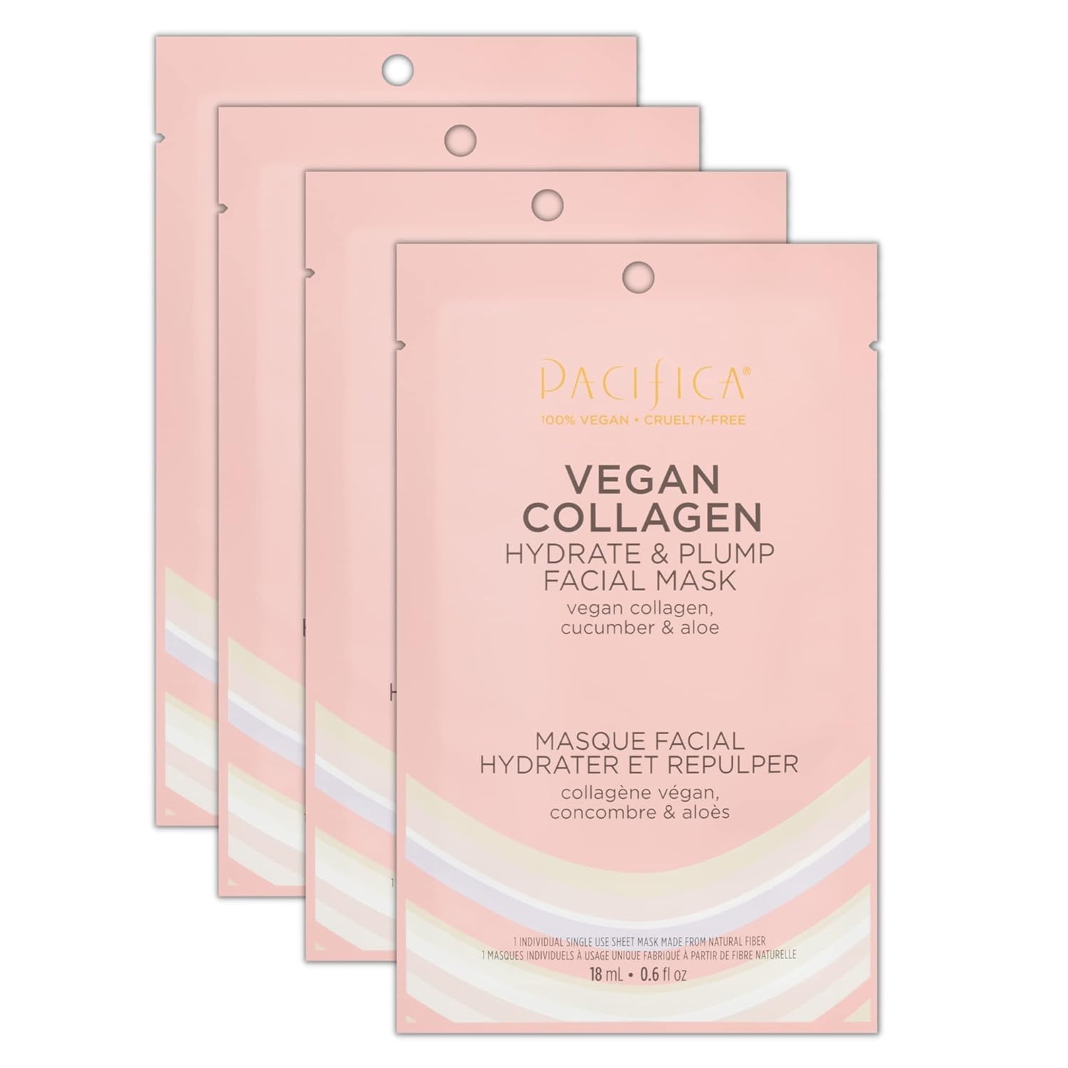 Pacifica Sheet Face Mask - Glow Baby Brightening Facial Mask w/Vitamin C, Aloe & Kelp – Cooling Mask for Dark Spots & Fine Lines - Clean Beauty Vegan & Cruelty-Free Dermatologist Tested